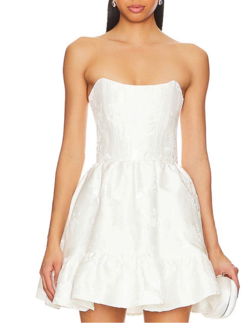 V. Chapman Ginny Minidress - White Strapless Corset Fit-And-Flare Dress